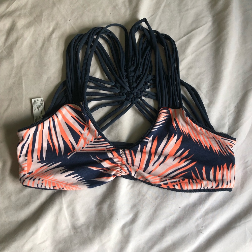 Maaji Blue and Pink Palm Bikini Top